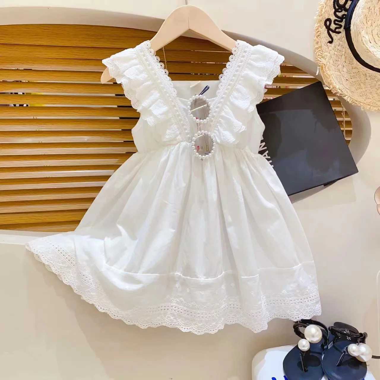Bear Leader Kids Girls Dresses 2025 New Summer Lace Princess Dresses Children Solid color Clothing Baby Wedding Party Vestidos H260407