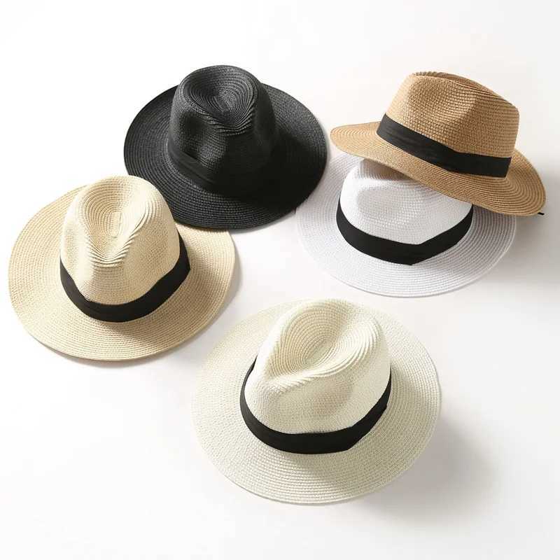 WZCX Collapsible Sun Protection Fashion New Straw Hat Solid Color Casual Wide Brim Beach Hat Women Summer Cap H260407