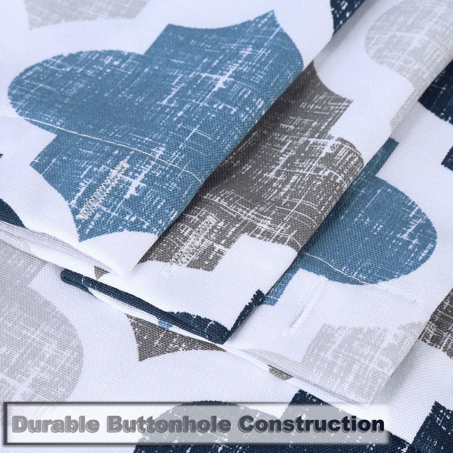 Shower Curtain Ocean Blue Gray Geometric Clover Pattern Modern Polyester Cotton Farmhouse Fabric Waterproof Bathroom Curtain