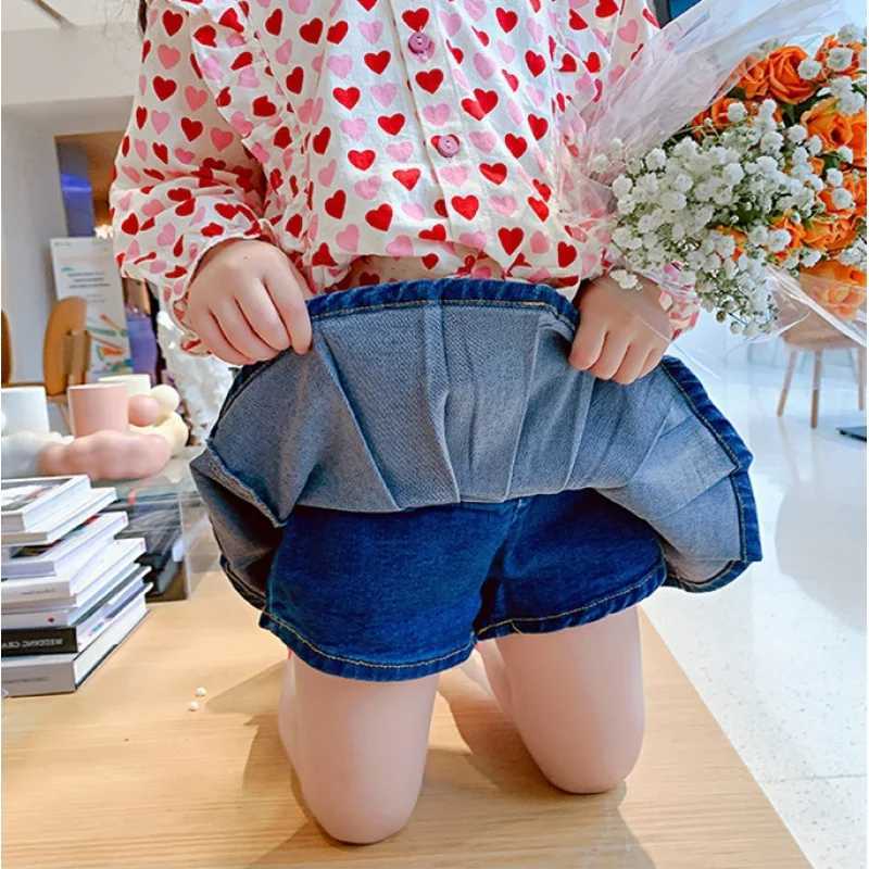 Baby Kids Denim Skirt for Girls Fashion Clothing 2025 New Childrens Blue Solid Color Lightweight Skirt 1-8 years H260407