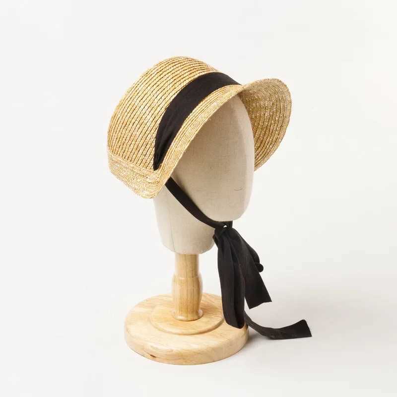 Sun Hat for Children Outdoor Activities Chin Straps Adjust Straw Hat Girls Raffia Sun Cap Summer Beach Seashore H260407