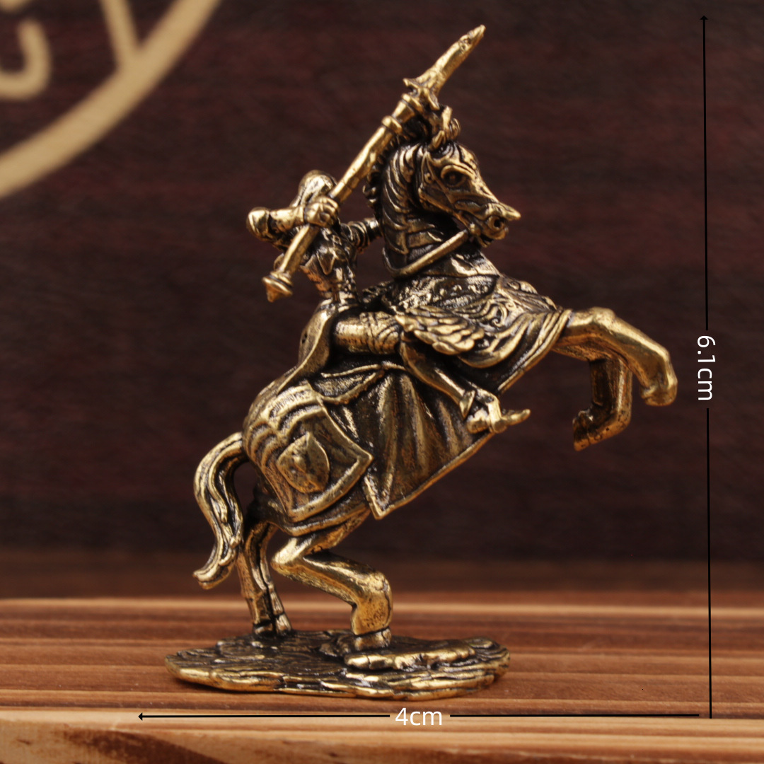 Ornament Brass Figurine European Female Knight Exquisite Craft Small Office Desktop Decor