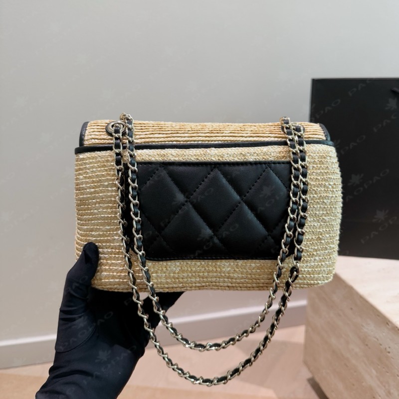 Designer Bag Natural Straw Chain Bag Gold Hardware Vintage Parisian Style Versatile Style Strap Crossbody Bag Luxury Fashion Lightweight Summer Tote with Handle