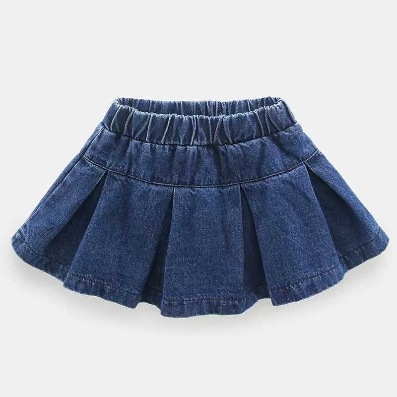 Baby Kids Denim Skirt for Girls Fashion Clothing 2025 New Childrens Blue Solid Color Lightweight Skirt 1-8 years H260407