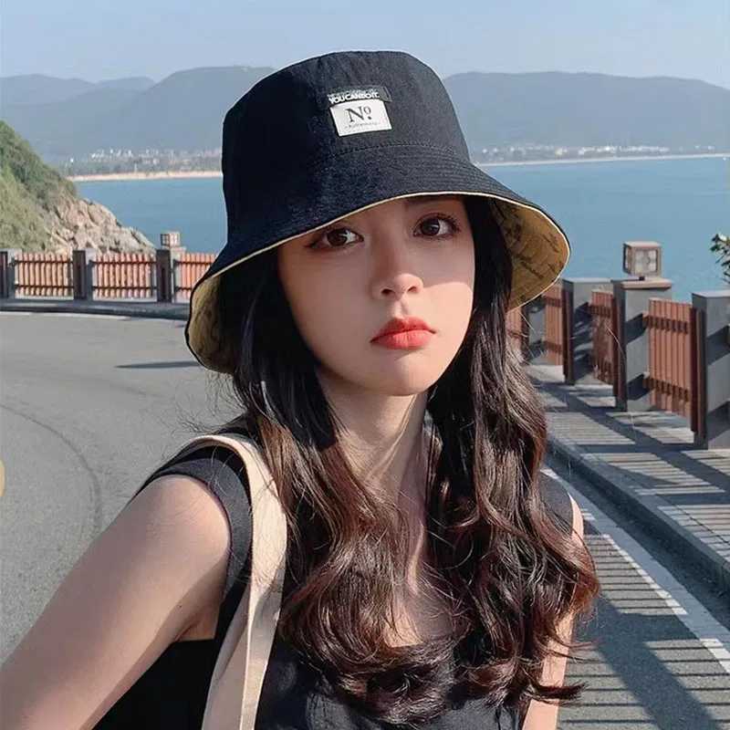 New Summer Sun Hats For Women Double Sided Outdoor Sunscreen Bucket Hats Female Korean Casual Panama Fisherman Caps H260407