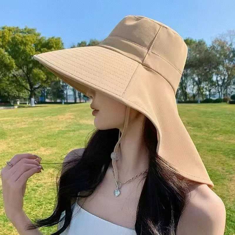 Big Brimmed Sun Protection Hat for Women 2026 New Model UV Resistant Waterproof Face Covering Shawl Sun Hat for Cycling H260407