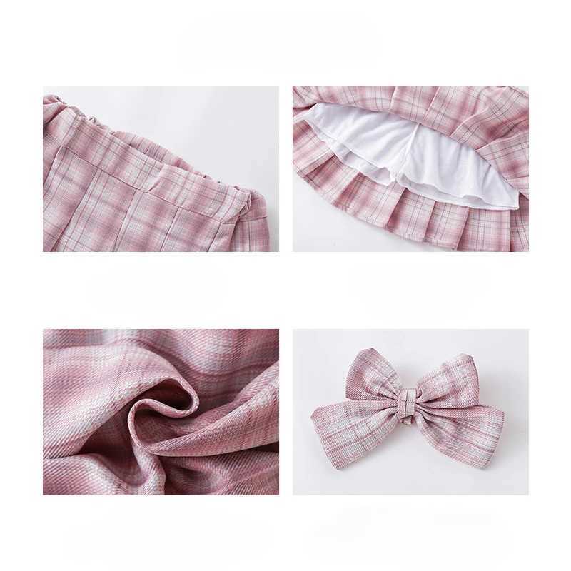 2pc Childrens Suit for Girls Summer Cute Bow Pleated Skirt Sets Casual Outfit Baby Kids Clothing H260407