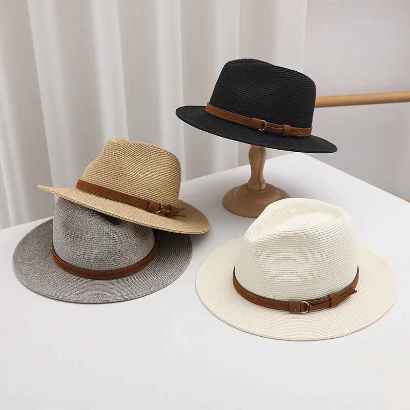 Summer Woven Straw Hat Wide Brim Sun Protection Breathable Beach Sun Shade Casual Outdoor Sombrero For Women Men H260407