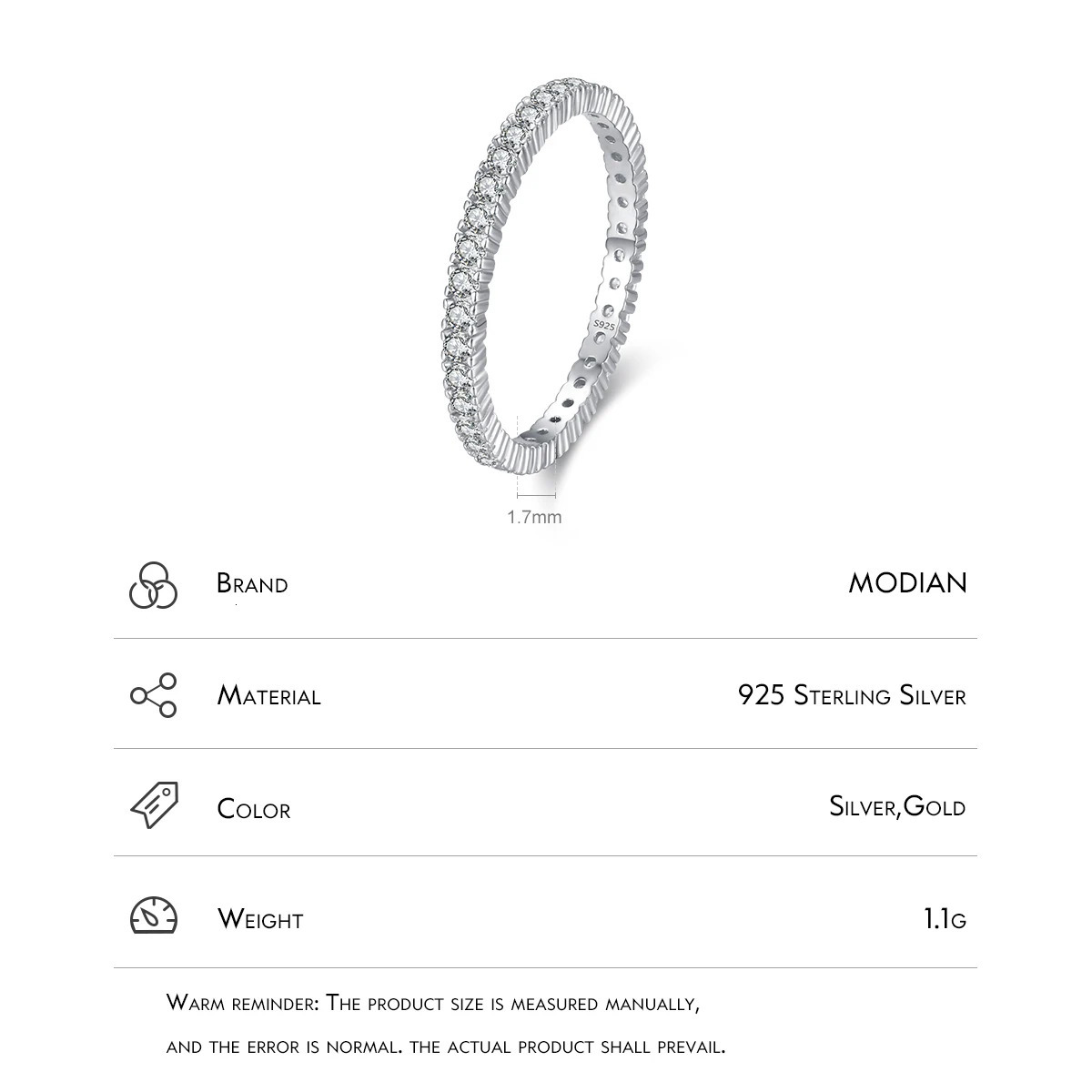 MODIAN 925 Sterling Silver Classic Sparkling Zircon Wedding Engagement Band Promise Bridal Ring For Women Fine Jewelry Gift 260403BJ - view 4