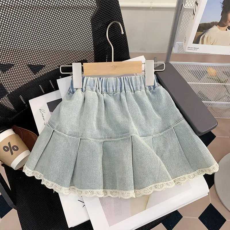 Baby Girls Denim Lined Skirt Summer Clothes New Korea Fashion Bow Princess Skirt Childrens Costume 2-10Year Kids A-line Skirt H260407