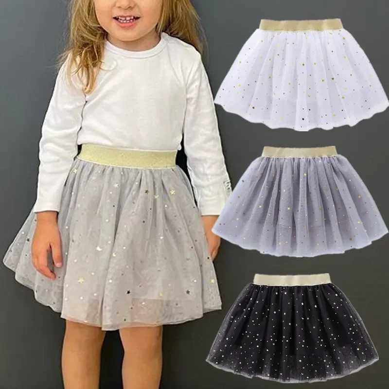 Kids Miniskirts Girls Princess Stars Tutu Baby Birthday Party Girl Skirt 2-10Years Child Faldas Elastic Clothes Pink Skirt H260407