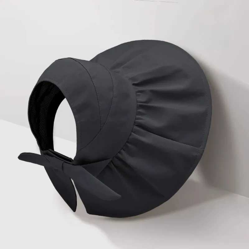 Black Rubber Sun Visor for Women Summer Dual-use Adjustable Headband Outdoor UV Sun Protection Empty Top Sun Hat H260407