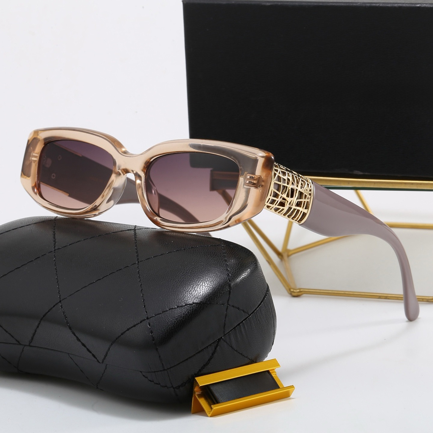 Top Quality Summer Luxury Sunglasses Rectangle Women Sunglasses Mens Goggle senior Eyewear For Women eyeglasses Vintage Metal Sun Glasses