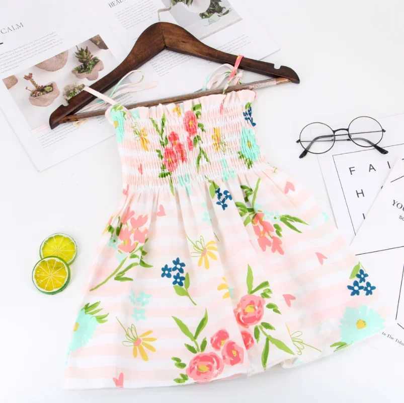2025 New Girls Floral Strappy Sundress Summer Elegant Beach Dress Baby Toddler Fashionable Casual Party Dresses H260407