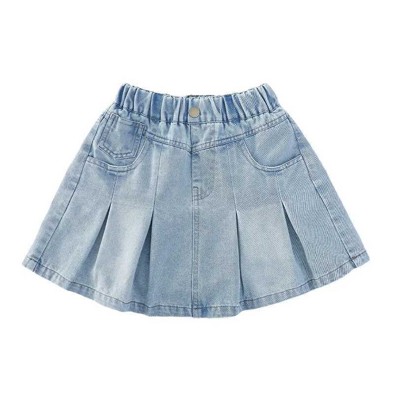 2026 SUMMER children Girls Clothes fashion teenager denim jeans safety shorts pant Pleated skirt jeans 4 8 9 10 11 12 years H260407