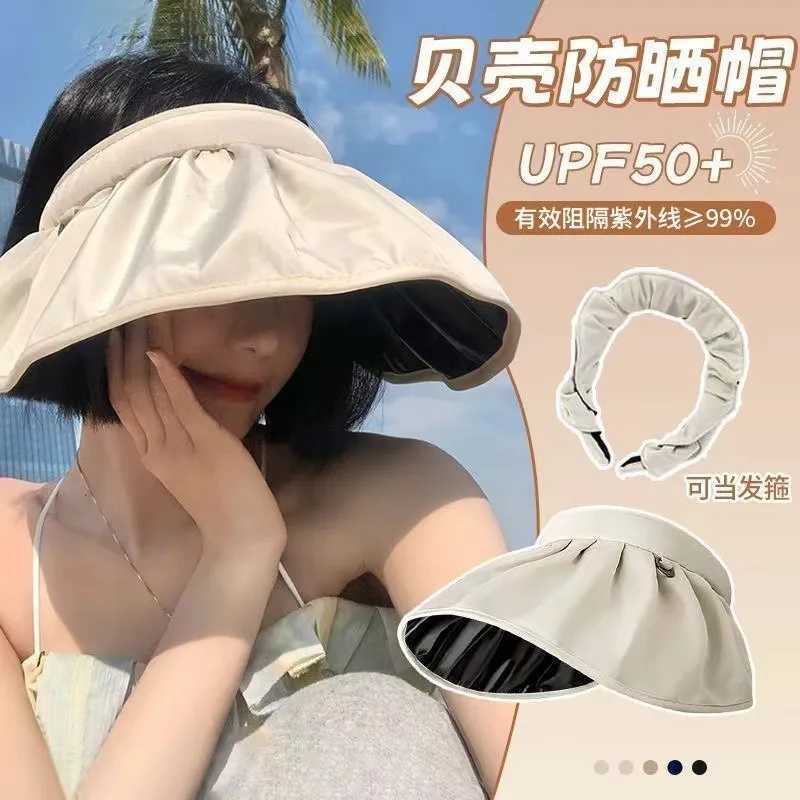 UPF50 Sun Visor Hat Dual-Use Full Face Sun Protection Foldable Headband for Beach Hiking Outdoor Summer Hats for Women H260407