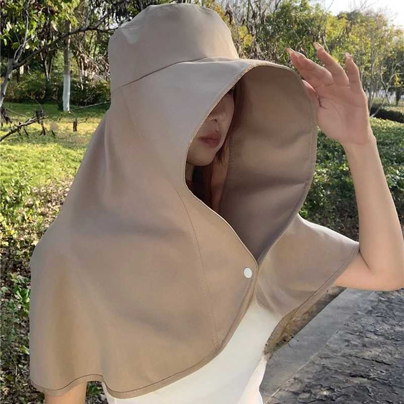 Full Face Sun Protection Hat Outdoor Women Summer Sunshade Visor Big Hat Fishing Hiking Travel Neckprotection Shawl Bucket Hats H260407