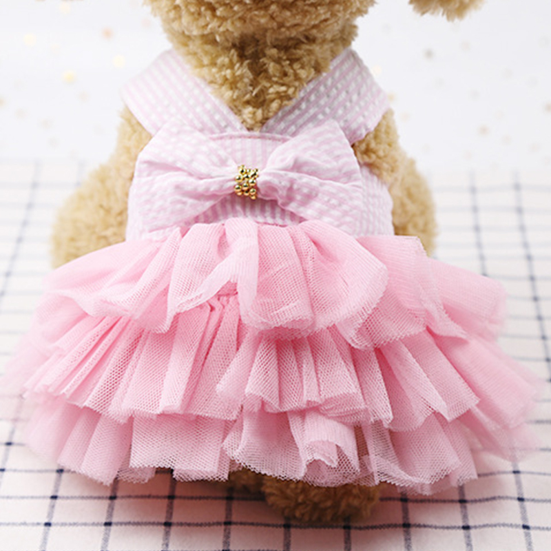 Summer Dress Lace Pet Clothing Chihuahua Stripe Skirt Cat Princess Apparel Cute Puppy Clothe Dog Accessories