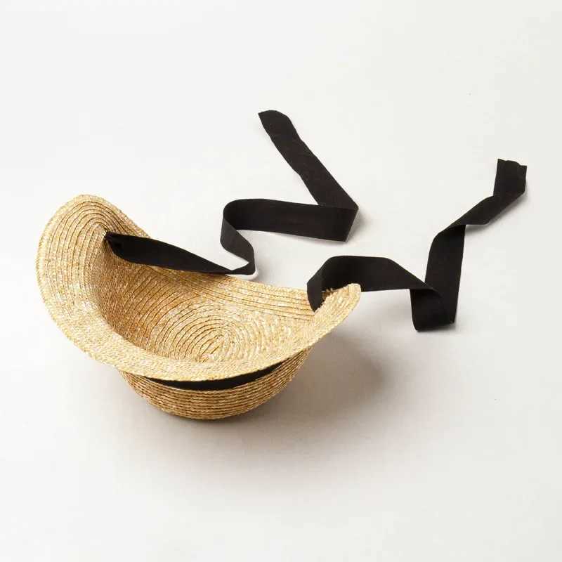 Sun Hat for Children Outdoor Activities Chin Straps Adjust Straw Hat Girls Raffia Sun Cap Summer Beach Seashore H260407