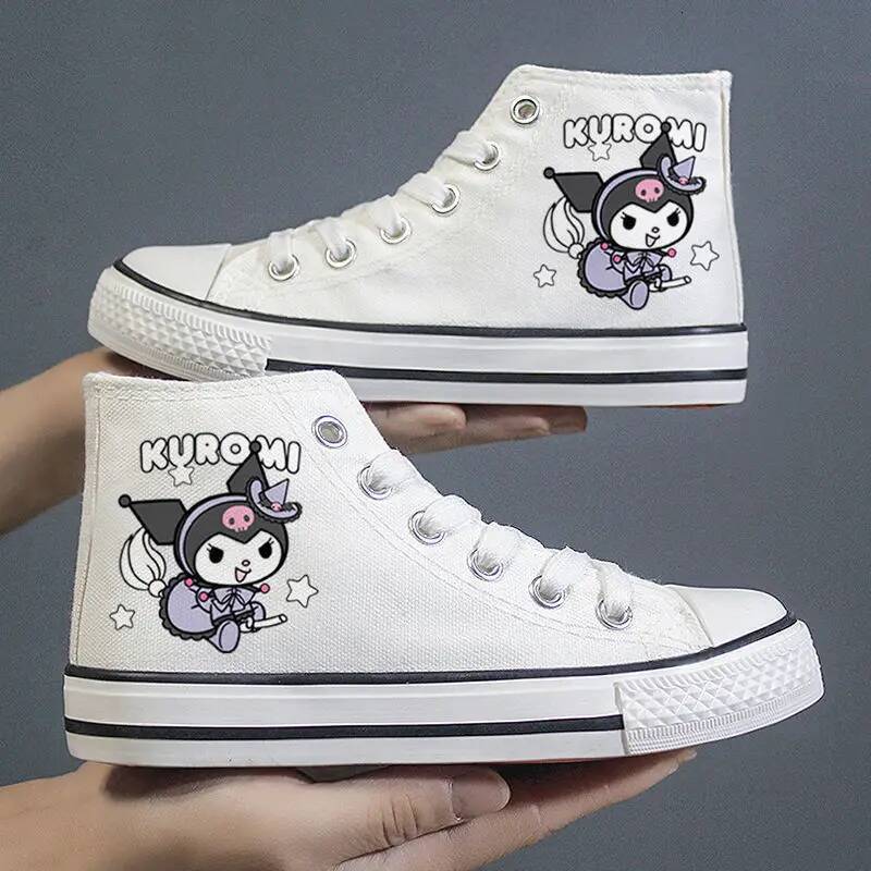Sanrioed Cute Cinnamoroll Canvas 2024 New Cartoon Kuromi Versatile Board Kawaii Hello Kittys Shoes for Women
