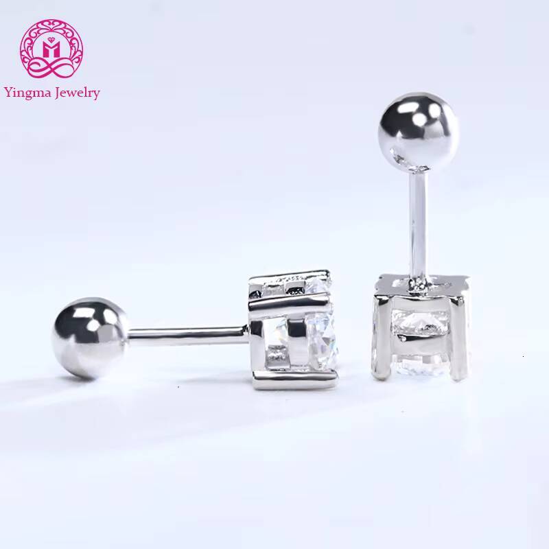 5mm 05ct X 2 Per Pair Moissanite Stud Earrings 925 Sterling Silver Round Cut Screw Back Ball Piercing Moissanite Earrings