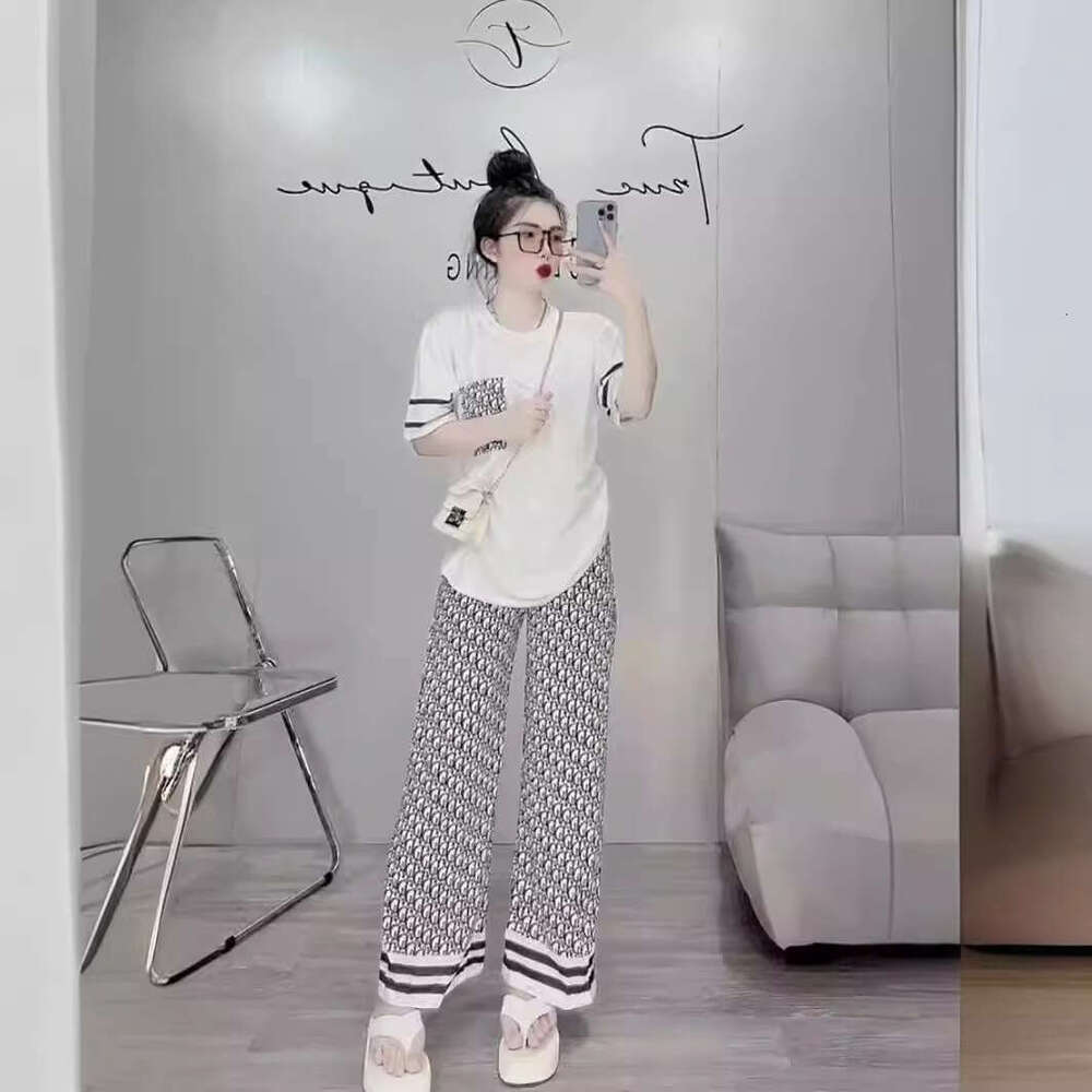 Popular Fashion Casual Wide Leg Pants For Women New Summer Loose Letter Printed Breathable Lightweight High Stretch Comfy Daily Wear Versatile