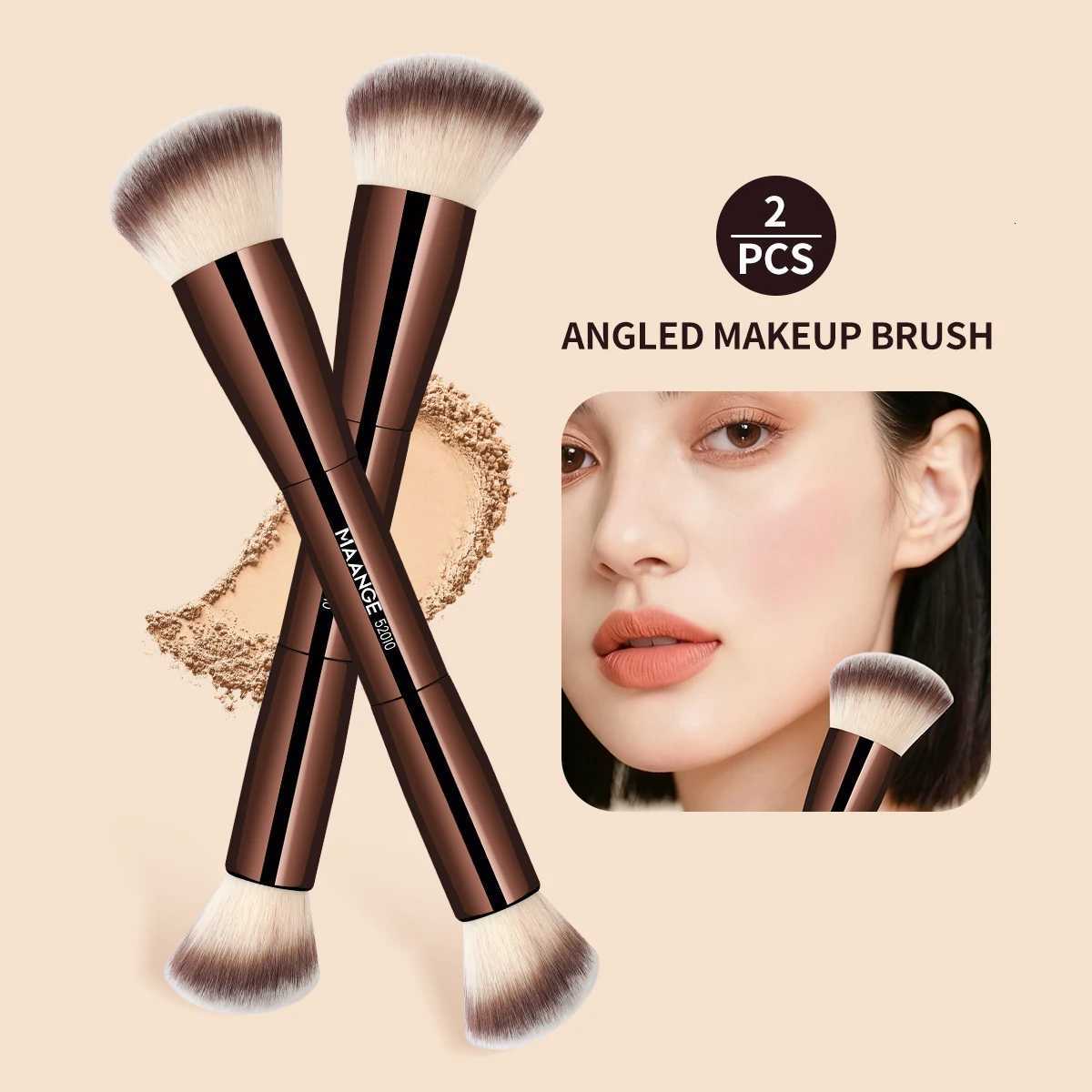 MAANGE 2pcs Makeup Brushes Double Head Foundation Concealer Bronzer Makeup Brushes Soft Dense Fiber Hair Cosmetic Beauty Tools Z260408