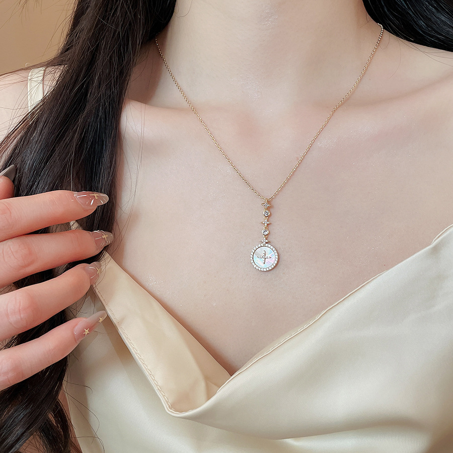 18k real gold plated zircon round pearl necklace, stylish and elegant sweater chain, light luxury high-end jewelry wholesale - view 8