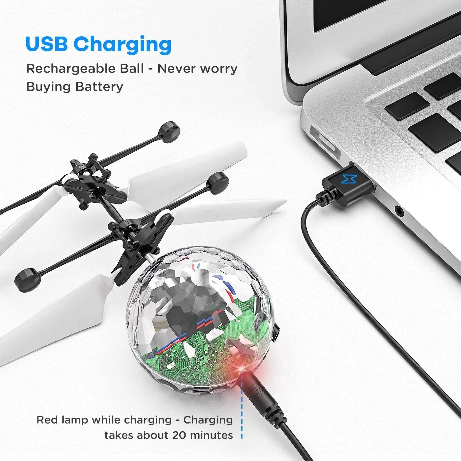 Led Light Suspension Crystal Ball Infrared Induction RC Gesture Control Colorful Glowing Toys Flying Unique Gift for Kids 260407