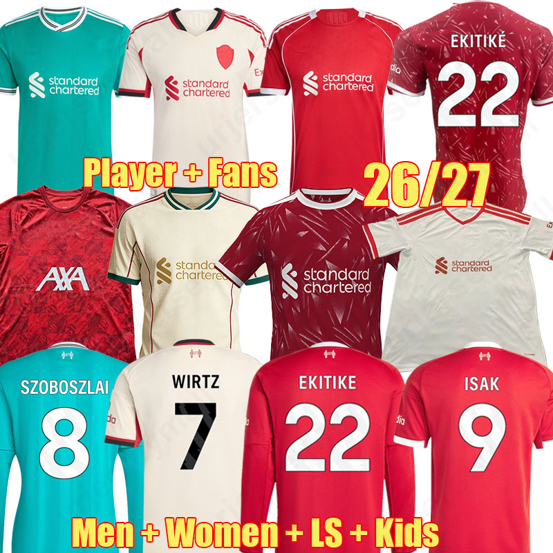 Liverpool 3XL soccer jerseys ALLISTER WIRTZ 26 27 ISAK EKITIKE FRIMPONG SZOBOSZLAI GAKPO Icons women 2026 2027 football shirt DIOGO J Mohamed Kids kit uniforms 886