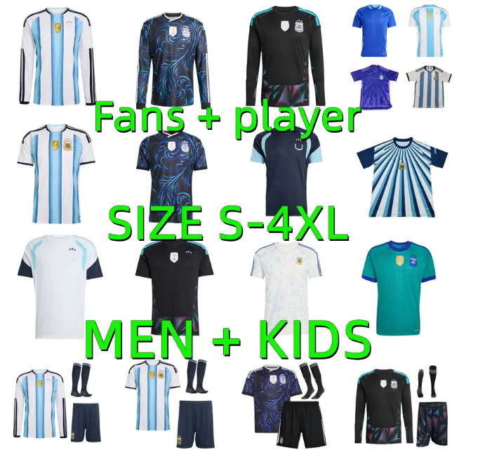 2026 2027 Argentina DI MARIA soccer Jerseys player version 24 25 26 27 MESSIS J.ALVAREZ DYBALA MARTINEZ Maradona de paul football shirt Men Kids uniforms Long sleeved