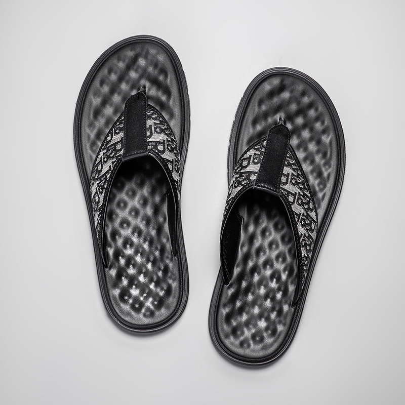 Men's Slippers Summer Slip-On Sandals Casual Unisex Thong Slippers Outdoor Wearable Clog Footwear Breathable Canvas Slippers