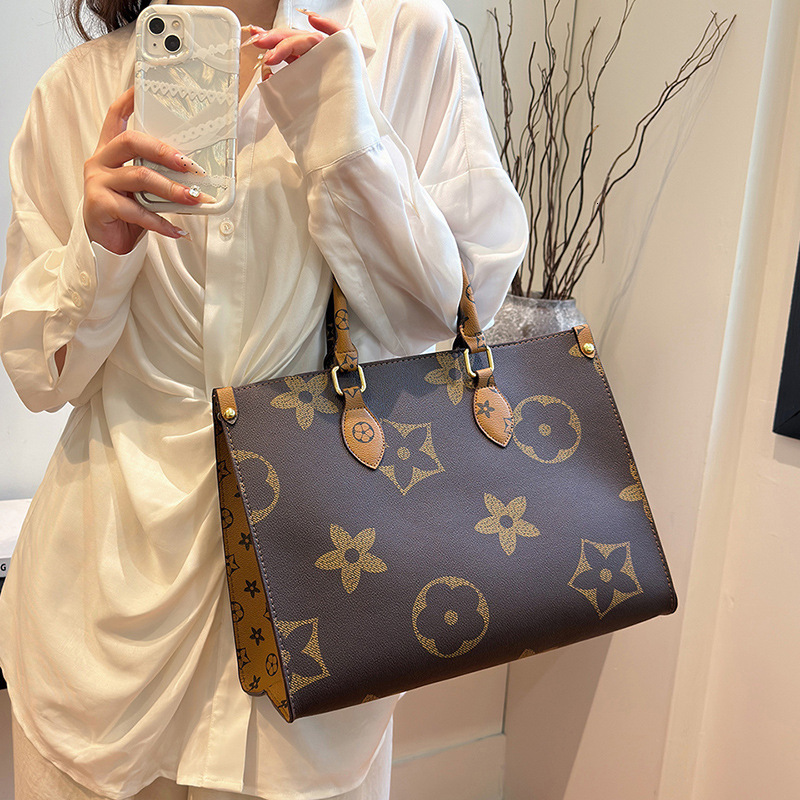 Vintage Classic Bag for Women, Old Flower Tote Bag, High-end Commuter Handbag, Single Shoulder Large Capacity Cross-border