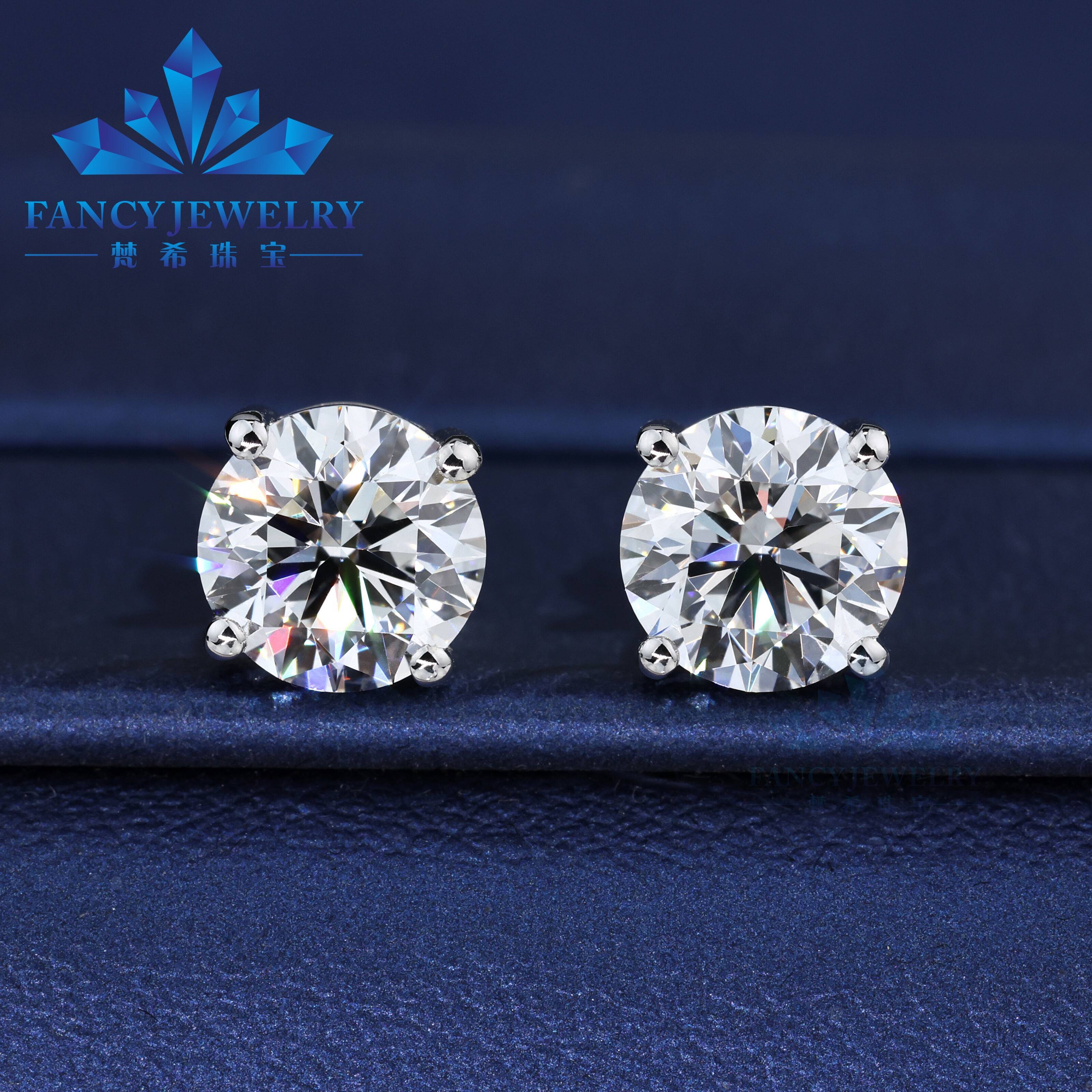 New Trendy 10K 14K 18K Solid Gold CVD HPHT 03CT-4CT Round Cut Lab Grown Diamond Earring for Gift Party Daily With IGI Certified
