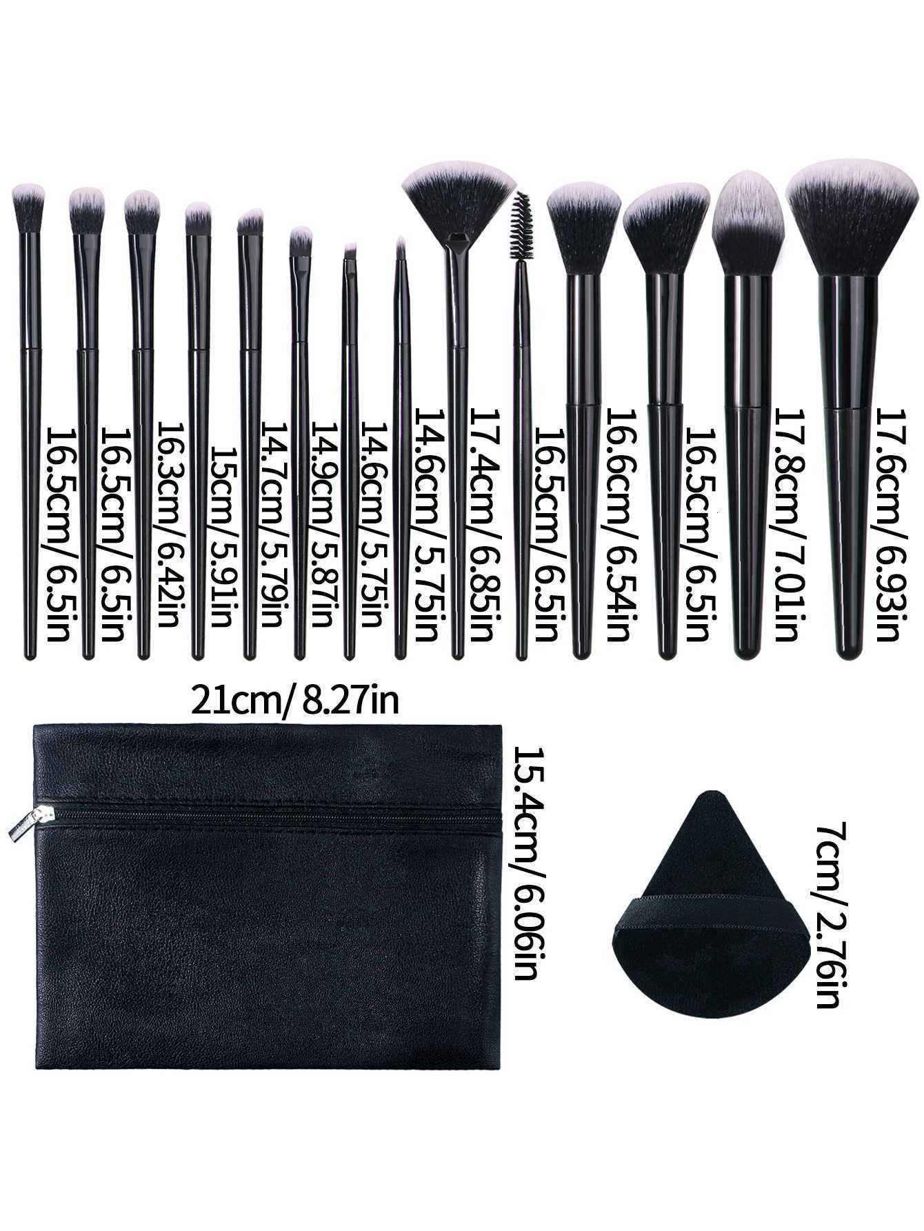 17-piece multi-functional makeup brush set soft triangular makeup pads zipper-style storage bag for beauty tools Z260408