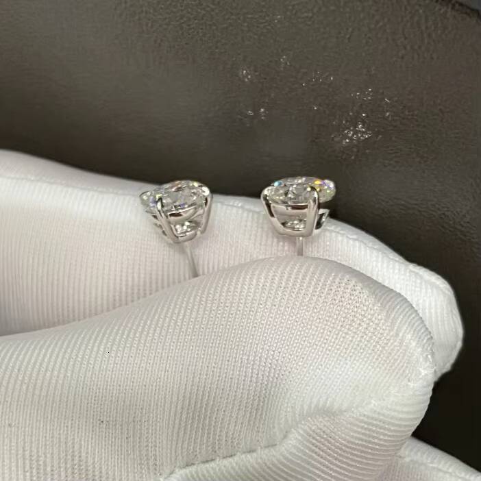 Custom 10k Solid Gold Earrings Stud 1CT Round Brilliant Cut Lab Grown Diamond Earring with Lab HPHT CVD Diamond