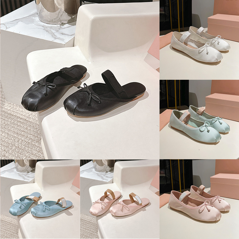 Free Shipping Scrunch Flats Women Ballet Flats Designer Dress Shoes Loafers Bow Ballerina Shoes Elastic Band Low-cut Mary Janes Parisian Style Shoe 1062
