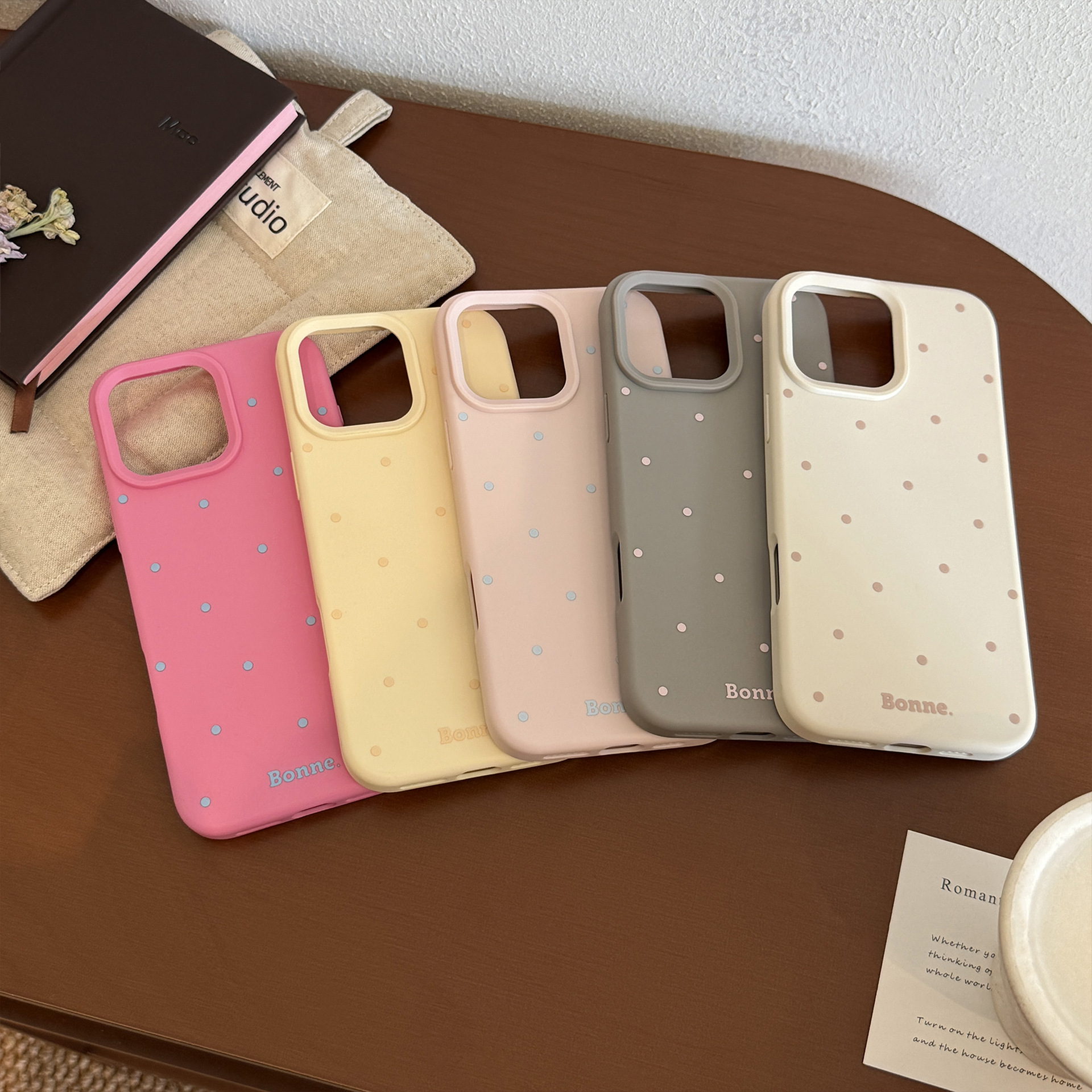 Minimalist Polka Dot Silicone Case for iPhone 16 17 Pro Max