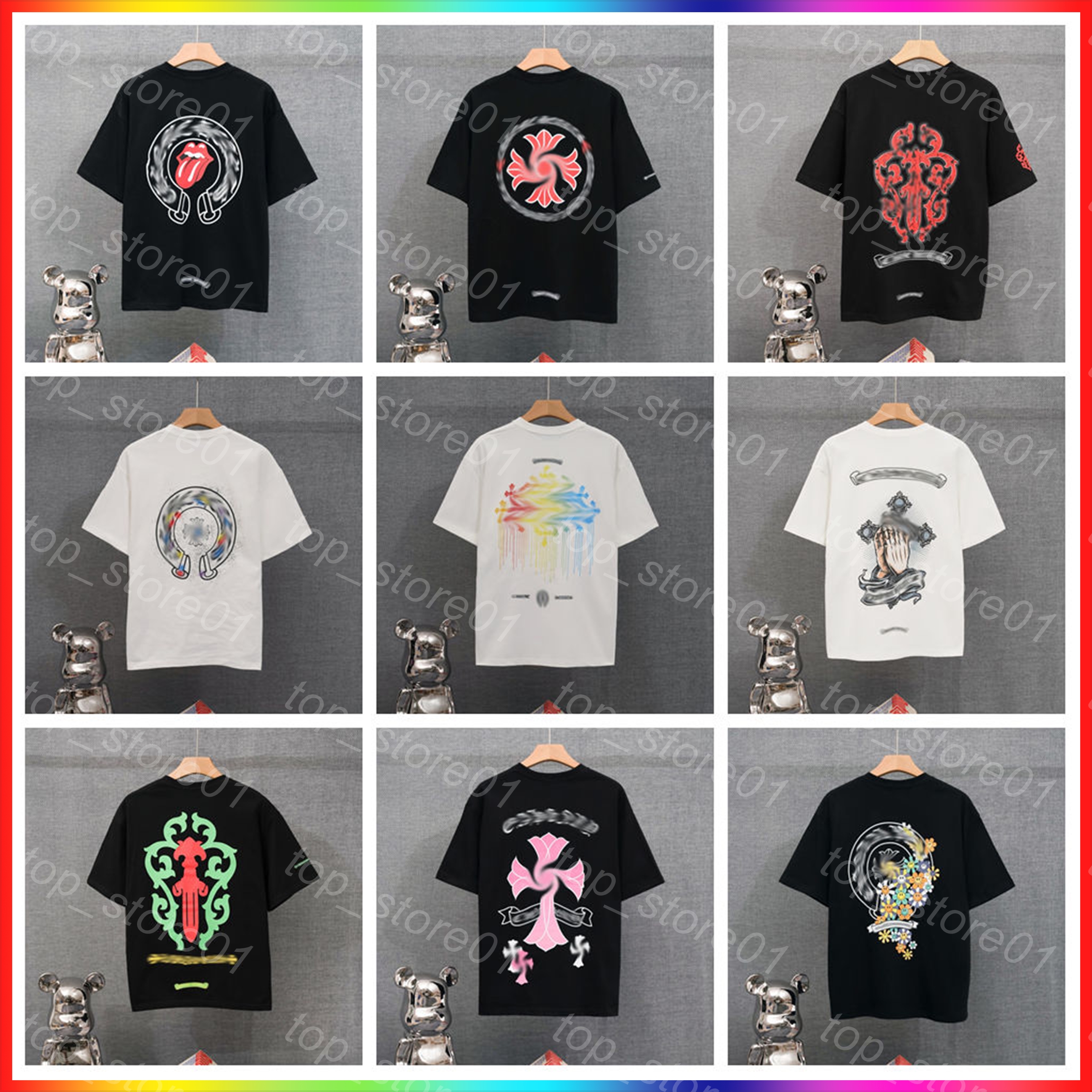 5A mens designer clothes men's and women's polo t shirts 26ss new summer fashion tees graphic tee men short sleeves tops casual horseshoe sanskrit cross tops tees