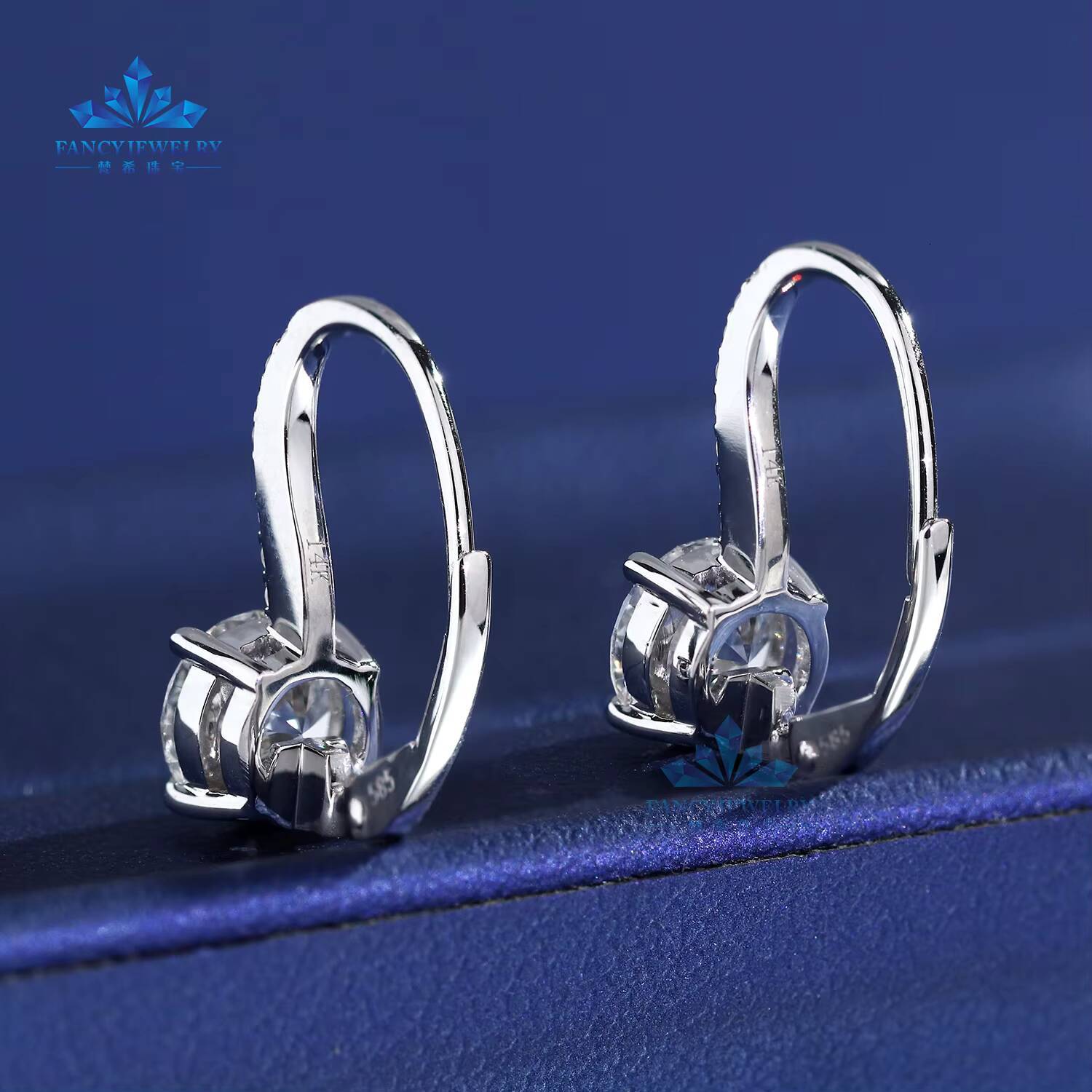 IGI Certified Lab Grown Diamond Earrings 14K Solid Gold Round Drop Eardrop Unique and Elegant Jewelry
