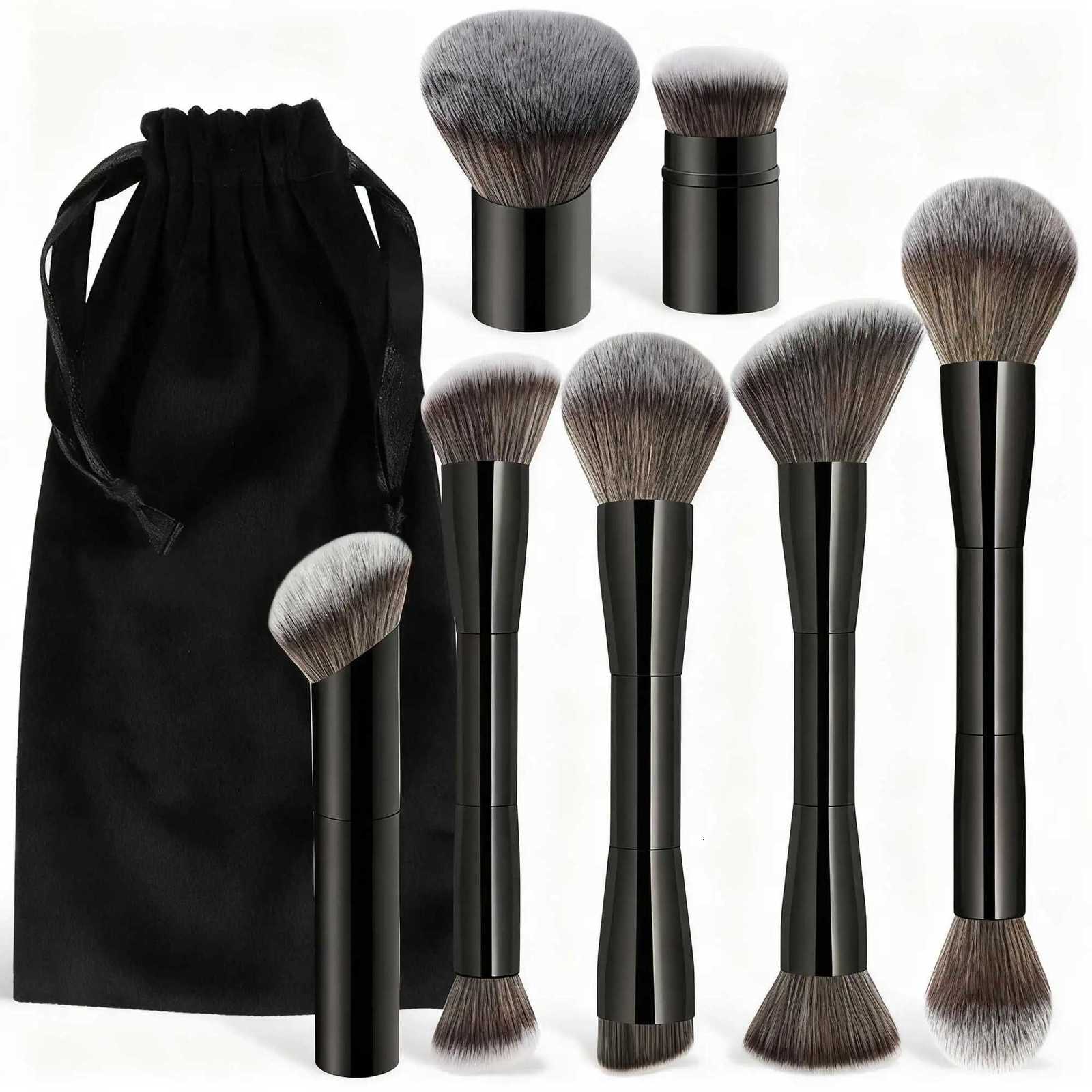 7pcs Makeup Brush Set Double Sided Kabuki Makeup Brushes Contour Brush for Foundation Liquid Powder Concealer Cream Cosmetics Z260408