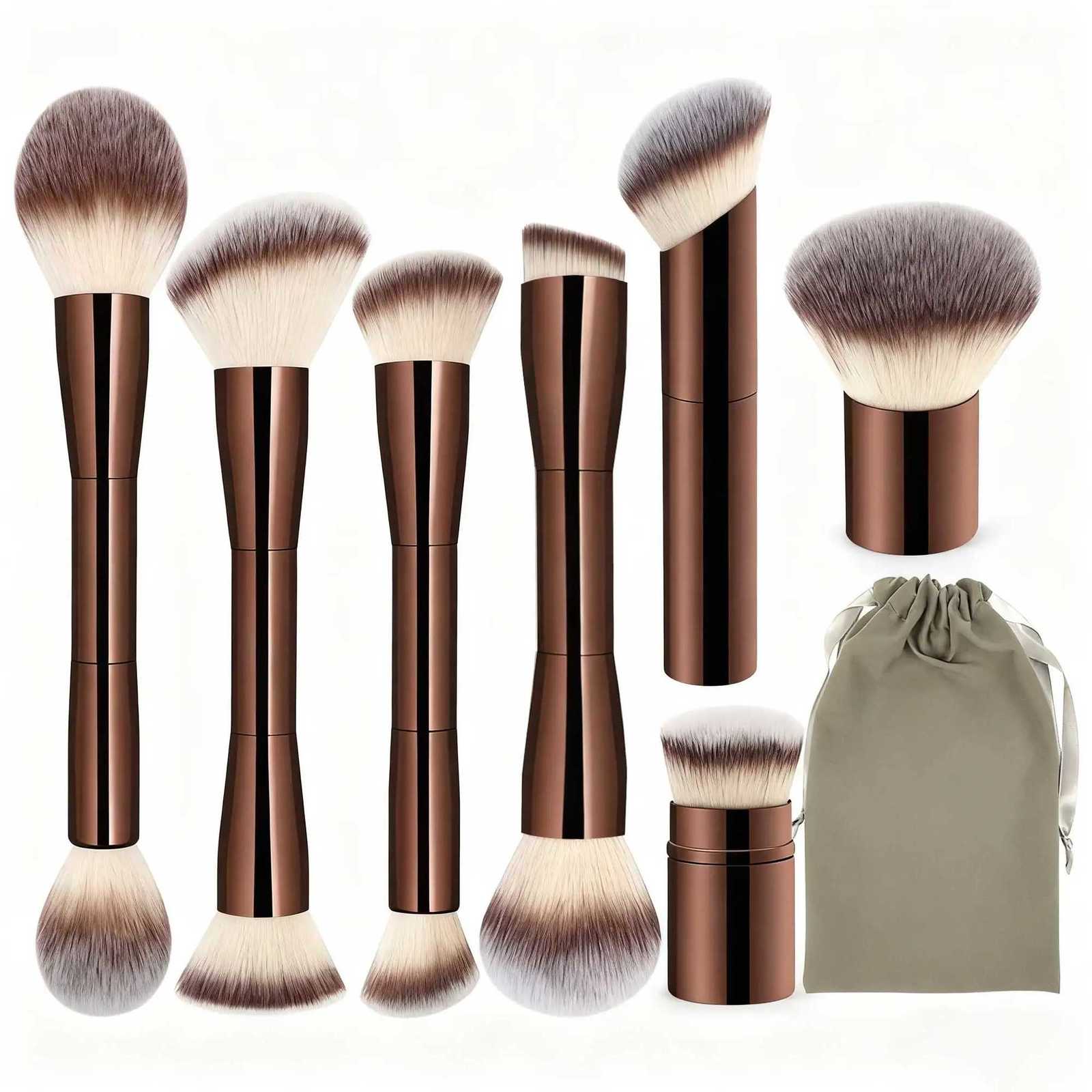 7pcs Makeup Brush Set Double Sided Kabuki Makeup Brushes Contour Brush for Foundation Liquid Powder Concealer Cream Cosmetics Z260408