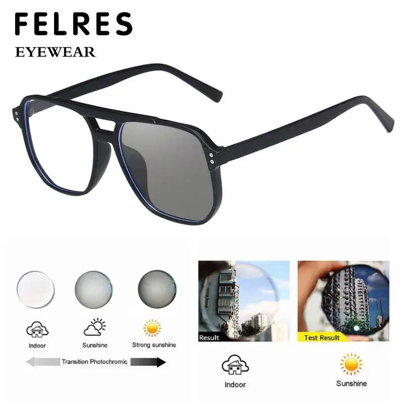 Double Bridge Pochromic Reading Glasses Men Women ner Clear Presbyopic Eyewear Outdoor Discolour Prescription Glasses 260408