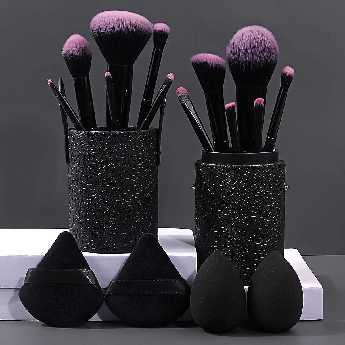 17 makeup tools set 12 face makeup brush set with Makeup Egg Triangle Powder Puff Makeup brush storage bucket Makeup tools Z260408