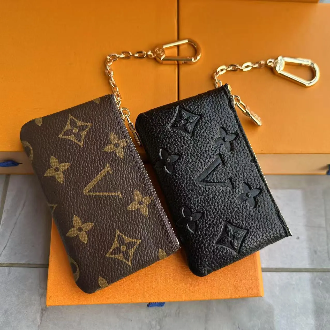 designer wallets bag 6 colors Keychain Ring KEY POUCH coin purse coin pouch Damier leather Credit Card Holder women bag small zipper purses Wallet with out box M62650