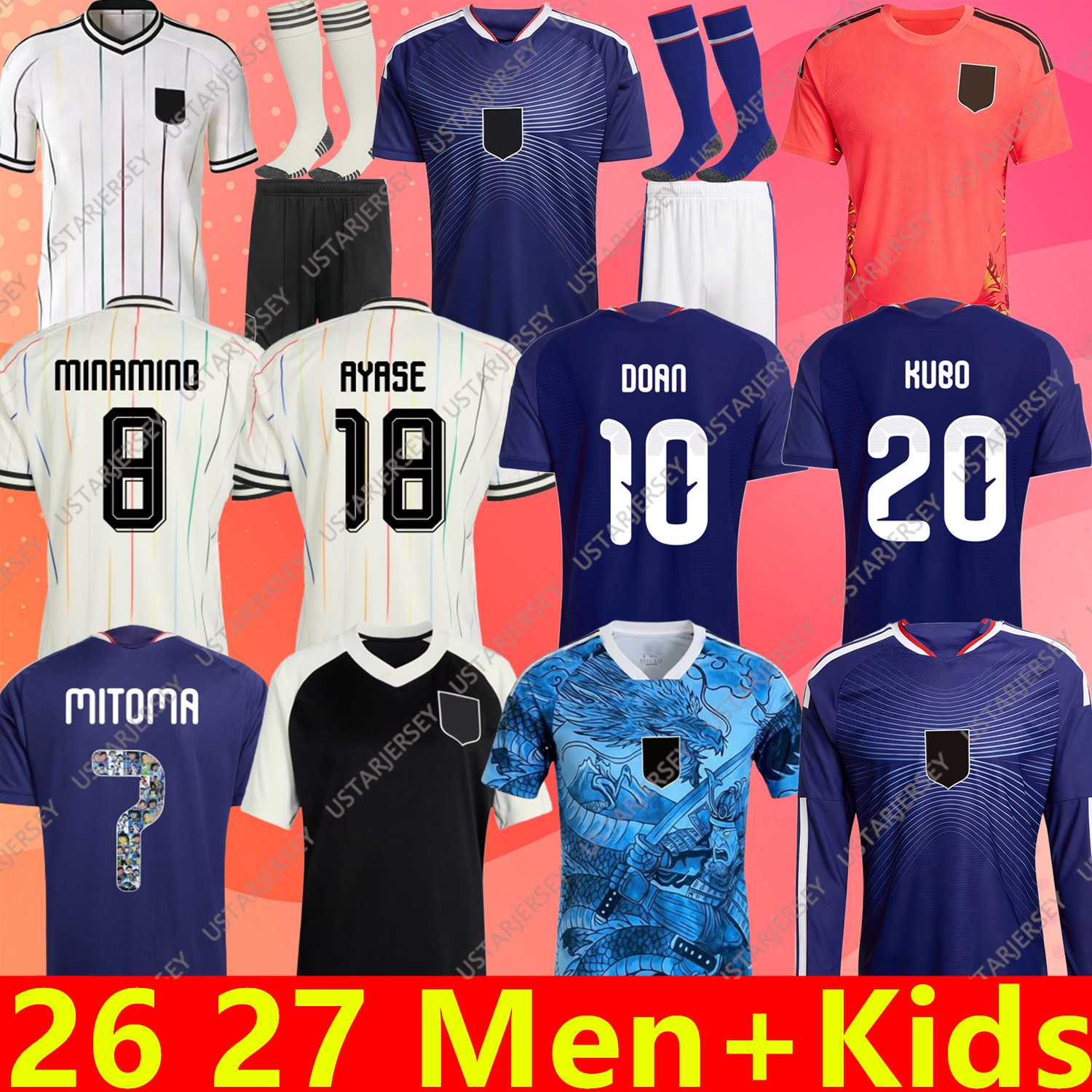 World Cup 2026 2027 Japan Soccer Jerseys 26 27 Japanese Home Away GK Fans Player Men kid Football Shirt Kit Cartoon ISAGI ATOM TSUBASA MINAMINO ASANO DOAN KUBO ITO AYASE