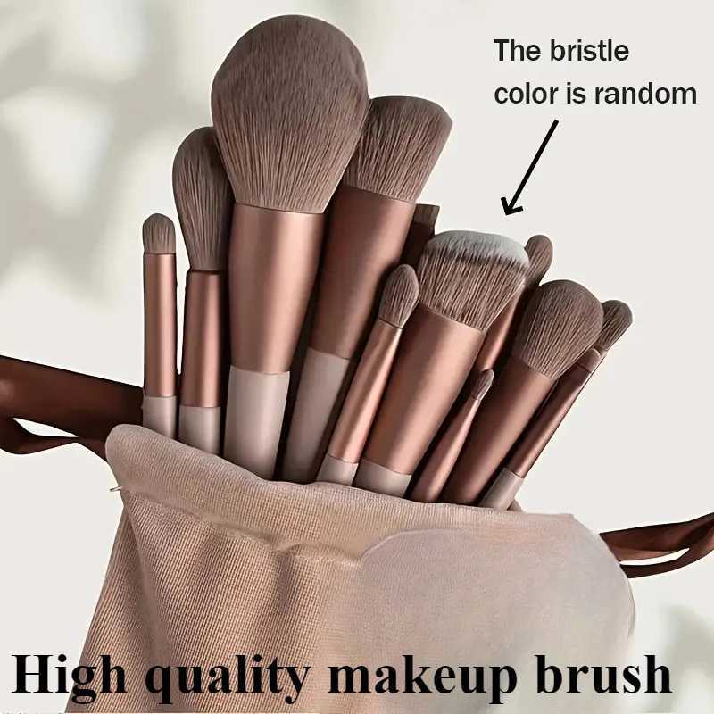 13PCS Vegan Makeup Brush Set-Rose Gold Luxury Brushes with Hybrid Fiber BristlesGift Pouch Cruelty-Free Kit for Beginners/Pros Z260408