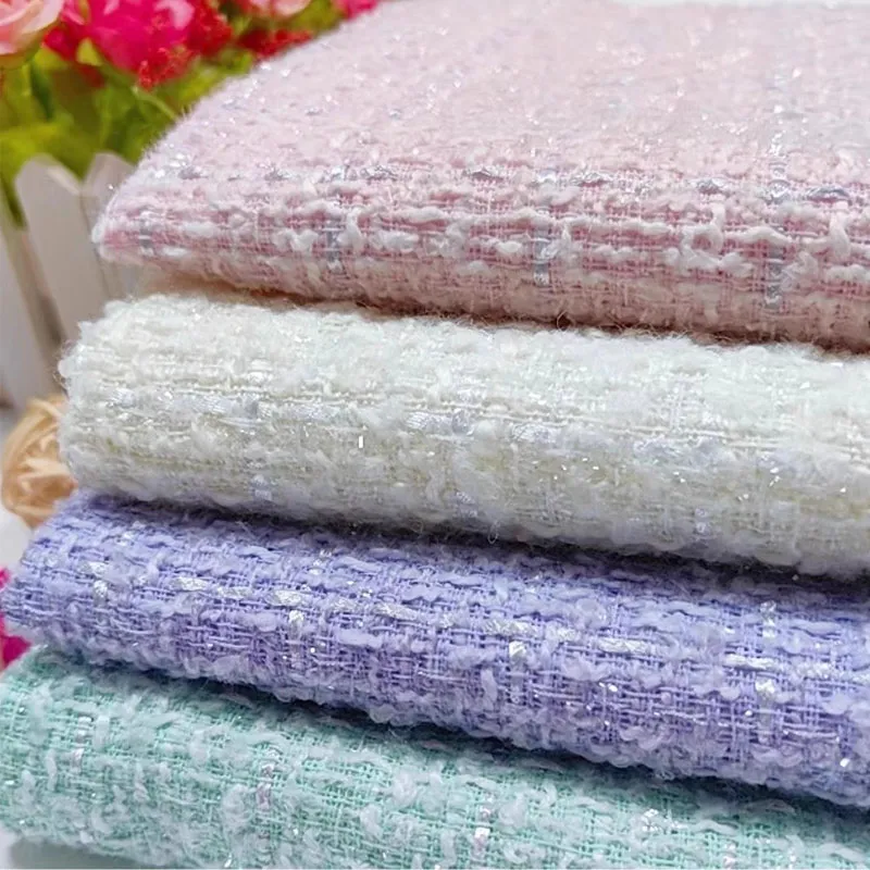 Women's Fashionable Pink Lattice-Braided Twill for Jackets & Dresses - Soft Knit Yarn Dyed Textile