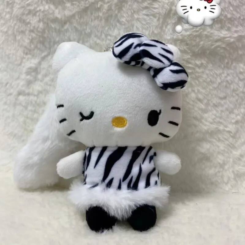 NEW Sanrio Avail Hello Kitty Bikini Long Tail Plush Kawaii Leopard Zebra Print Kt Doll Pendant Kitty Cat Stuffed Toy Bag Charm
