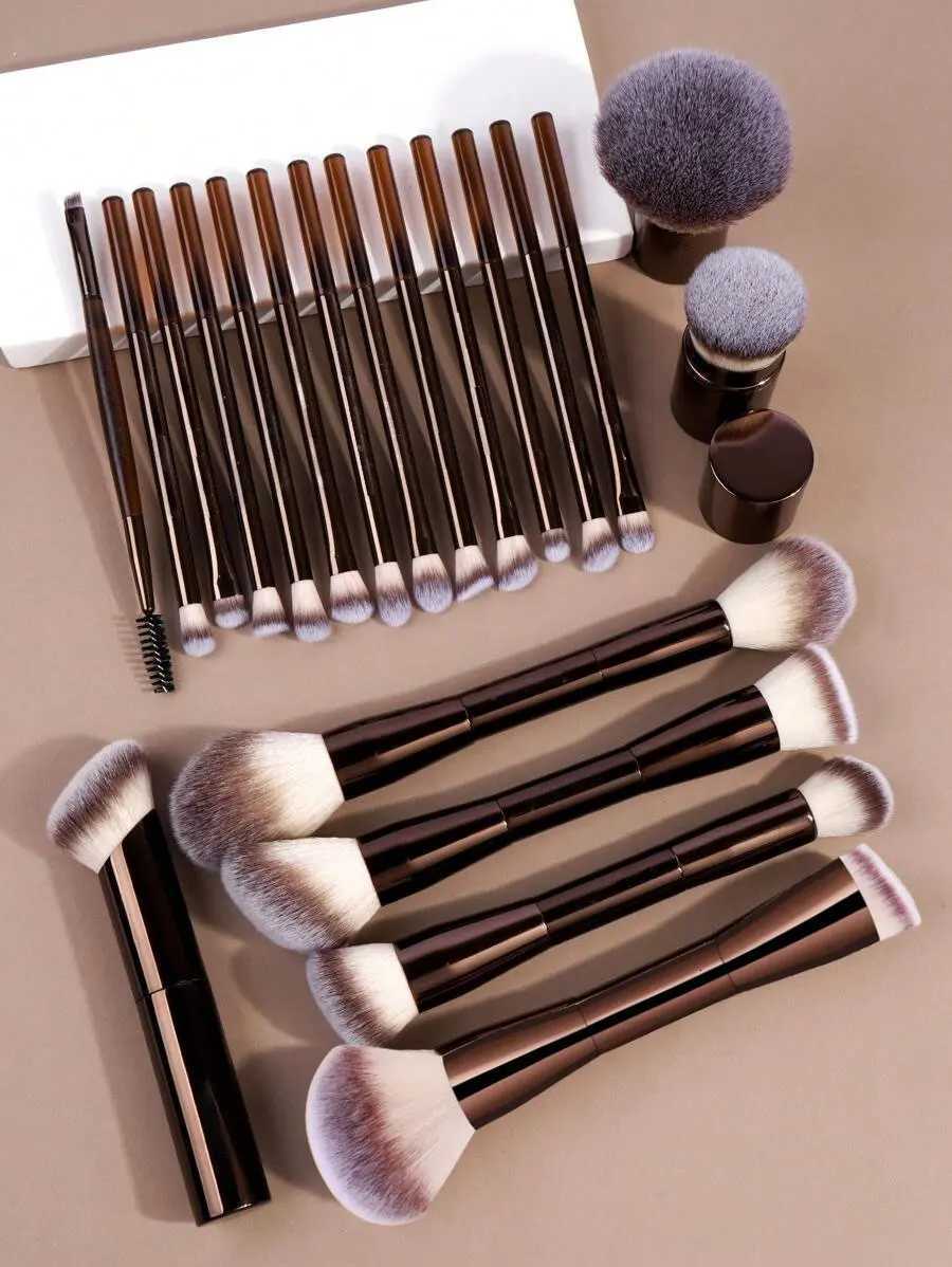 20pcs Professional Soft Aluminum Tube Makeup Brush Set With Velvet BagSoft Foundation Brush Eyeshadow Brush Eyebrow Brush Bl Z260408